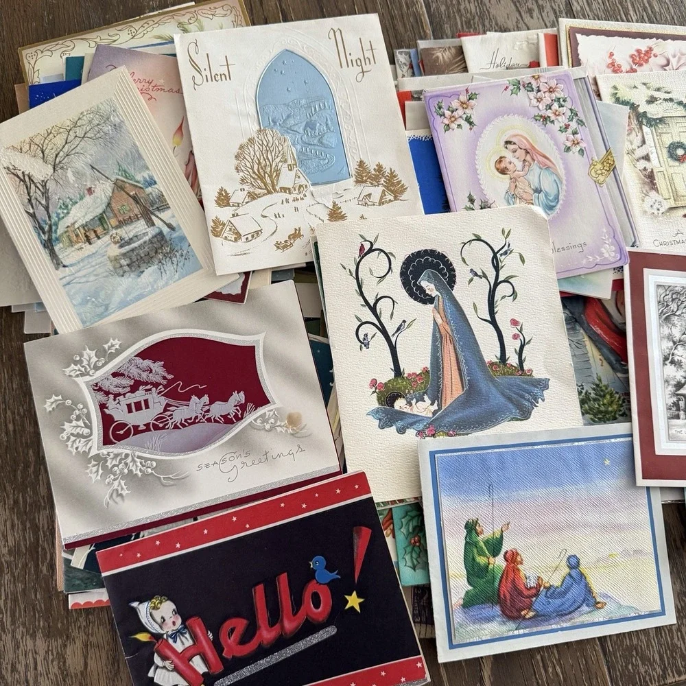 *Lot Of 10* 1940s Christmas Cards Used Mixed Lot Scrapbook Decor Classic‎ Art